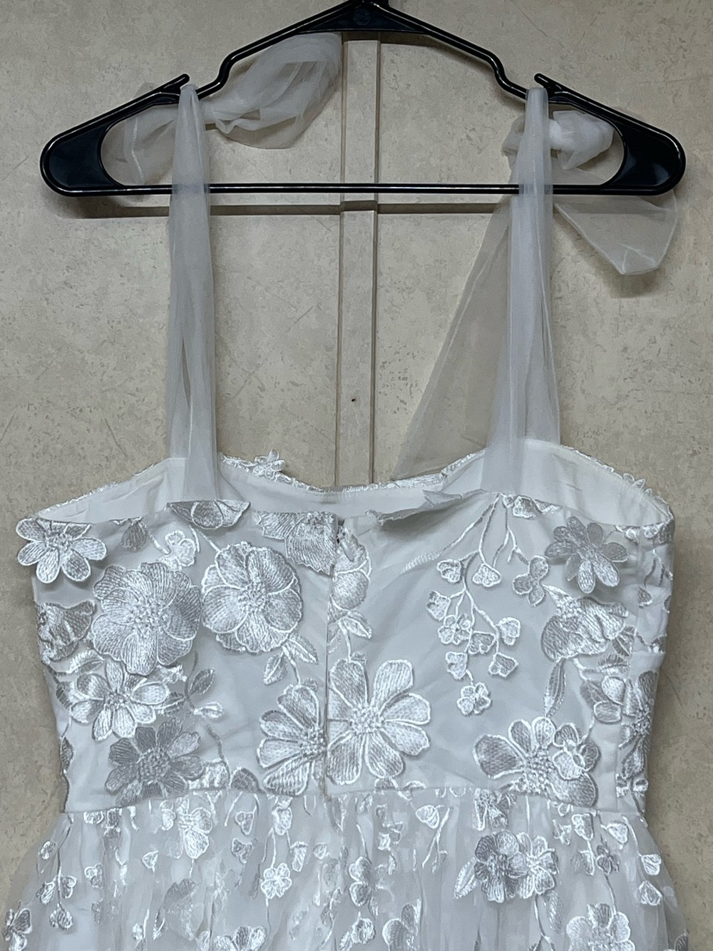 Lulus NWT classic romance white 3D floral appliqué tie strap mini dress feminine - Picture 8 of 15